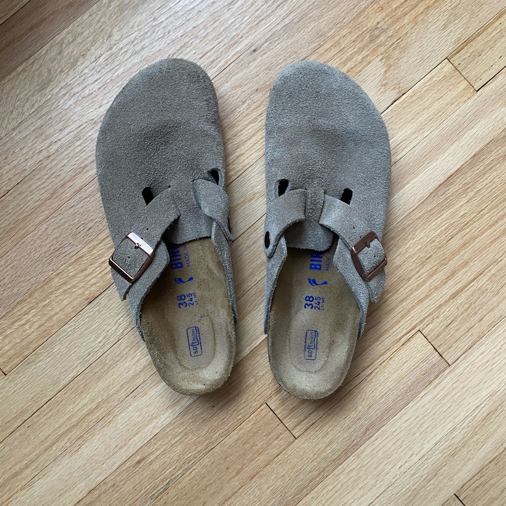 Classic Taupe Birkenstock Boston Clogs